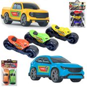 Kit Veículos Mini Bs Toys: 2 Carrinhos e 3 Motos - Brinquedo Menino Presente