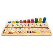 Brinquedo Pedagógico Educativo Dominó e Argolinhas Números e Frutinhas Diversão Criatividade 3+ Anos