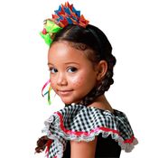 Tiara Festa Junina Infantil de Luxo Bandeirinhas e Chapéu