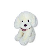 Cachorro de Pelúcia Poodle Branco Fofy Toys com Bandana Listrada Fofo e Macio 23cm