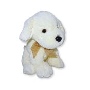 Cachorro de Pelúcia Poodle Creme Fofy Toys 33cm Sentado com Laço e Acabamento Macio