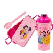 Kit Lanche Box Princesas Disney, Lancheira 620mL + Garrafinha 500mL, Zona Criativa, Marmita Infantil Original