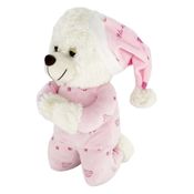 Ursinho de Pelúcia que Reza a Oração Pai Nosso Fofy Toys Pijama e Gorro Rosa