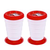 2 Copos Minnie Vermelho para Crianças Retrátil Vermelho 330ml Encolhe Leva na Bolsa