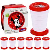 Kit 10 Copos Retrátil Minnie Vermelha 330ml para Festa Infantil Sacolinha Surpresa