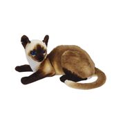 Gato de Pelúcia Realista Siamês 40cm Deitado com Olhos Azuis – Decoração e Presente