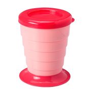 Copo para Crianças Retrátil Rosa de 330ml encolhe Super Portátil p/ Levar na Bolsa