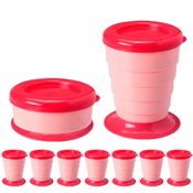 Kit 10 Copos Retrátil Rosa 330ml Encolhe para Festa Infantil Sacolinha Surpresa