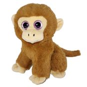 Macaco de Pelúcia Cacau 20cm Marrom Claro com Olhos Brilhantes Fizzy Toys Antialérgico