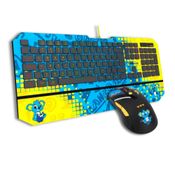 Kit Teclado e mouse Brancoala Azul e Amarelo USB Redragon