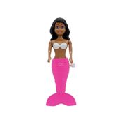 Boneca Sereia Encantada Nadadora Negra Com Barbatanha Rosa Ark Toys