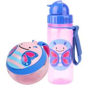 KIT GARRAFA INFANTIL FLIP 384ML E PORTA SNACK ZOO BORBOLETA - SKIP HOP