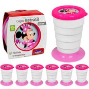 Kit 5 Copos Retrátil Minnie Rosa 330ml para Festa Infantil Sacolinha Surpresa
