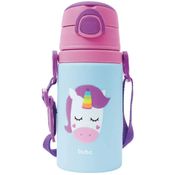 Garrafinha Alumínio e Canudo Unicórnio 450ml Buba