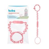 Alça Antiqueda de Chupeta, copos e brinquedos em Silicone Rosa Buba