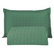 Kit Cobre Leito Colcha Bellini Solteiro Dupla Face Percal 300 Fios Textura Matelassê 2 Peças - Verde