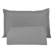 Kit Cobre Leito Colcha Bellini Solteiro Dupla Face Percal 300 Fios Textura Matelassê 2 Peças - Cinza