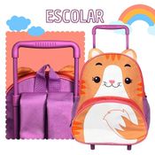 Mochila Infantil Reforçada com Rodinha Gatinho 14 Litros