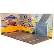 Cenário para Diorama OFICINA MULTIMARCAS Padrão Hot Whells Escala 1:64 - MDF Pintado, não é adesivado. O produto vai desmontado, precisa ser colado.