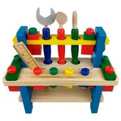 Bancada de Ferramentas em Madeira Brinquedo Pedagógico Educativo Infantil 41 Peças +3 Anos