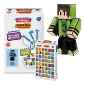 Kit Boneco Cadres com Chaveiros Minecraft 25 cm Streamers Gamer Coleção Youtubers
