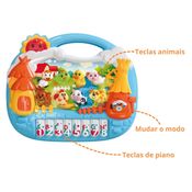 Teclado Musical Fazendinha Educativo Luzes Animais Infantil DMT6898