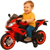 Mini Moto Eletrica Esportiva Importway Vermelha 6V Com Luzes LED