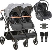 Carrinho Kiddo para Gemeos com Bebe Conforto Cosmos Grafite