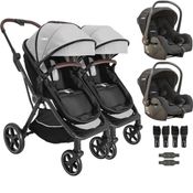 Carrinho Kiddo para Gemeos com 2 Bebe Conforto Nomad Grafite
