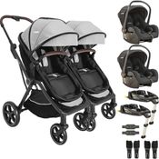 Carrinho Kiddo Gemeos 2 Bebe Conforto 2 Base ISOFIX Nomad Grafite