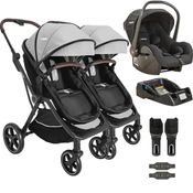 Carrinho Kiddo para Gemeos com Bebe Conforto Base Nomad Grafite