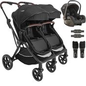 Carrinho Kiddo para Gemeos com Bebe Conforto Nomad Preto