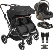 Carrinho Kiddo para Gemeos com Bebe Conforto Base Nomad Preto