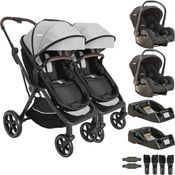 Carrinho Kiddo Gemeos com 2 Bebe Conforto 2 Base Nomad Grafite