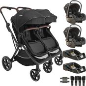 Carrinho Kiddo Gemeos com 2 Bebe Conforto 2 Base Nomad Preto