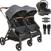Carrinho Kiddo para Gemeos com Bebe Conforto Speedy Grafite