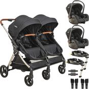 Carrinho Kiddo Gemeos 2 Bebe Conforto 2 Base ISOFIX Speedy Preto