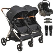 Carrinho Kiddo para Gemeos com Bebe Conforto Speedy Preto