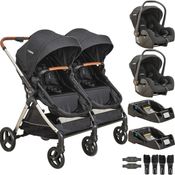 Carrinho Kiddo para Gemeos com 2 Bebe Conforto 2 Base Speedy Preto