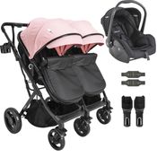 Carrinho Kiddo para Gemeos com Bebe Conforto Vox II Rosa