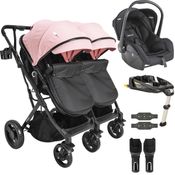Carrinho Kiddo de Gemeos Bebe Conforto Base ISOFIX Vox Rosa