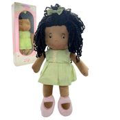 Boneca De Pano Negra Laura Em Plush 38cm, Zip, Antialérgica Fabricada No Brasil Crianças +2 Meses