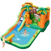 Parque Aquático Inflável BOUNTECH, Parque Aquático Infantil com Escorregador Longo, Piscina Grande, Diversão Molhada e Seca para Casa