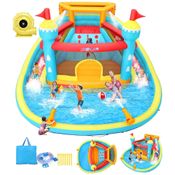 Parque Aquático Inflável Whubefy de 4,3x4,2m para Crianças - Casa de Pula-Pula com Piscina, Escorregador e Área de Salto - Diversão no Quintal.