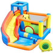 Parque Aquático Inflável Doctor Dolphin, Tobogã Aquático para Crianças, Parque Aquático Inflável com Soprador para Festa ao Ar Livre