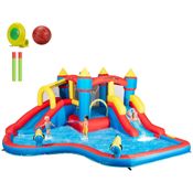 VIVOHOME Parque Aquático Inflável com Piscina Gigante e Escorregador - 4,57x4,26 m - Diversão Garantida para Crianças no Quintal
