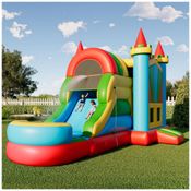 Parque Aquático Inflável Comercial Albott 100% PVC com Tobogã e Piscina, Resistente, Motor Incluso, Diversão no Quintal para Adultos e Crianças