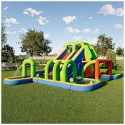 Parque Aquático Inflável Albott com Escorregador e Piscina, 5,8x3,86x2,35m, Diversão Completa para Crianças, 8 em 1, Resistente em Tecido Oxford