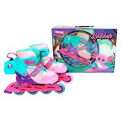Patins Infantil Inline Ajustável 32-35 Luz Fumaça Menina