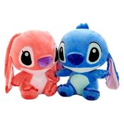 Kit Pelúcias Casal Stitch e Angel 40cm Grande de Lilo & Stitch Antialérgico